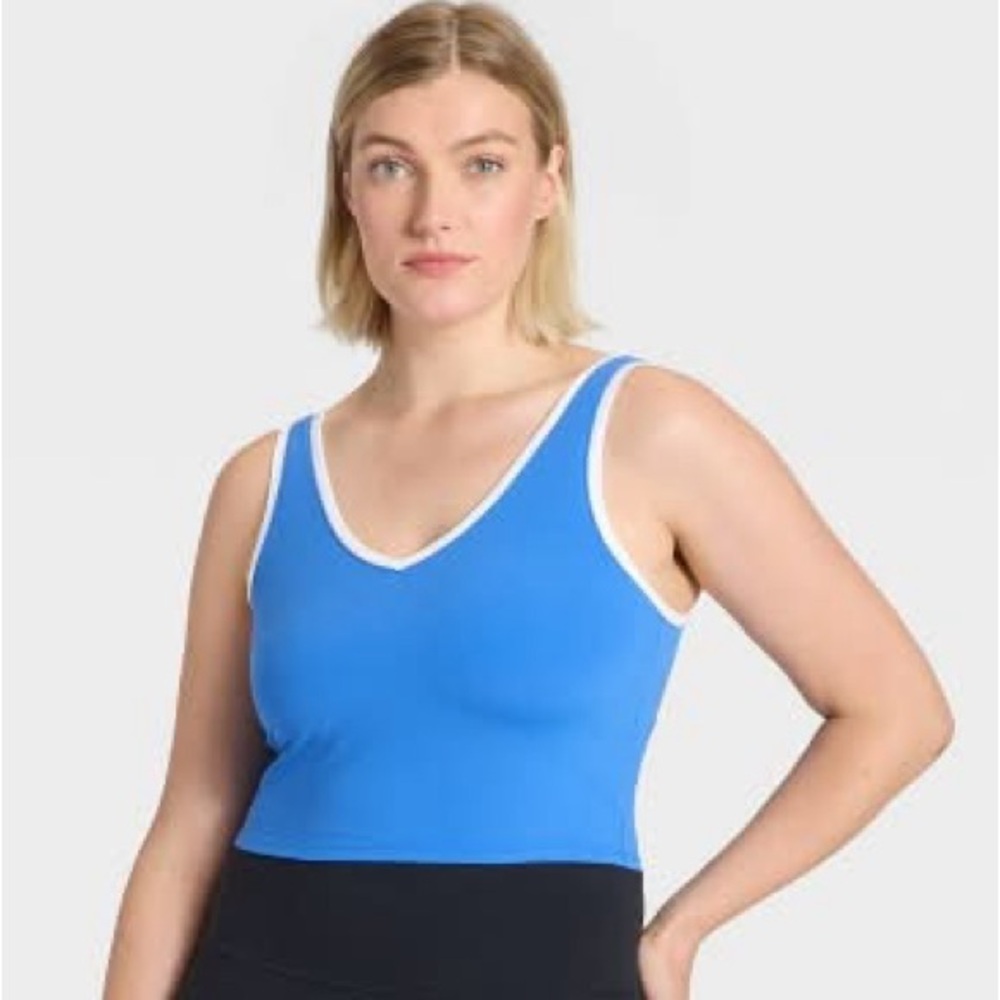All in Motion Blue and White Athletic Tank